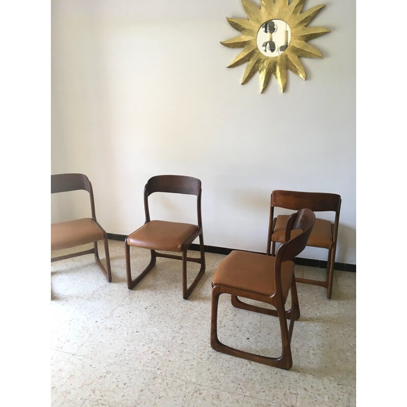 Lot de 4 chaises vintage Baumann Bémol 1960