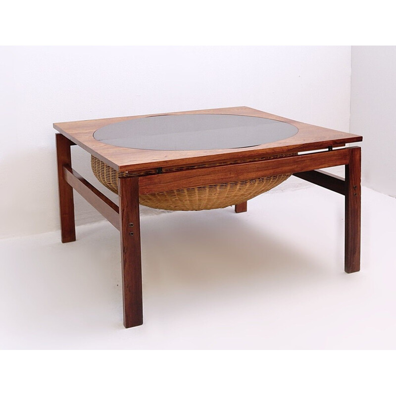 Vintage Brazilian rosewood sewing table 1960s