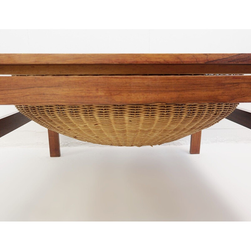 Vintage Brazilian rosewood sewing table 1960s