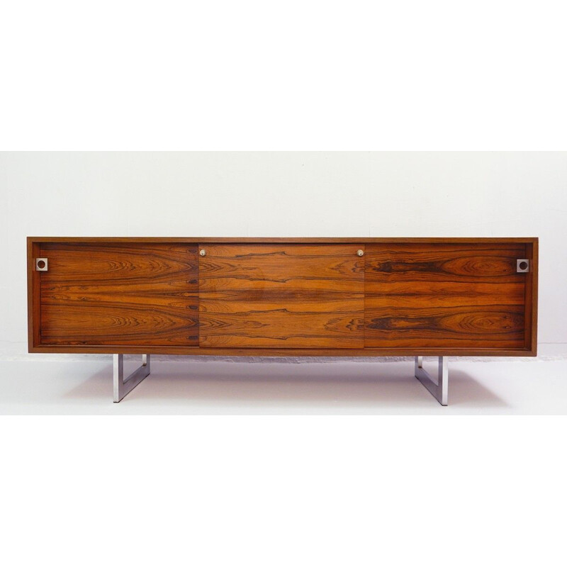 Vintage rosewood sideboard with 3 sliding doors