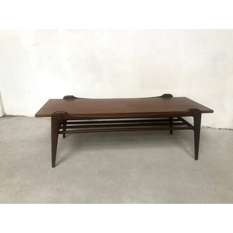 Vintage double top Scandinavian teak coffee table 1960