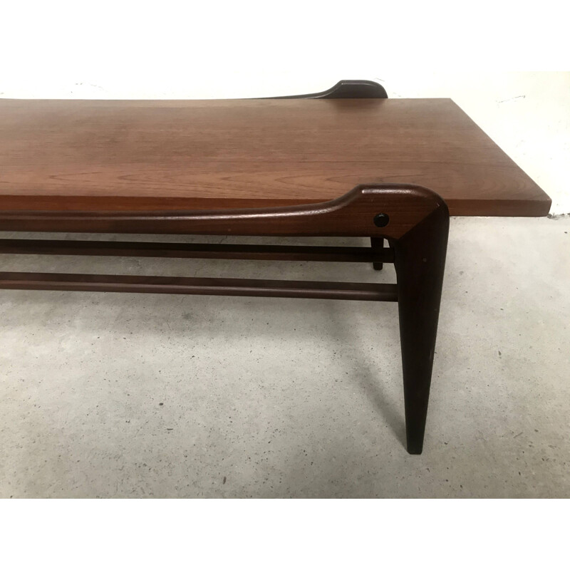 Vintage double top Scandinavian teak coffee table 1960