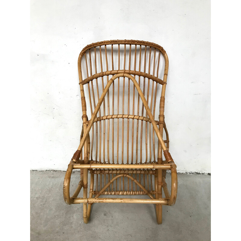 Vintage rattan and bamboo armchair 1960