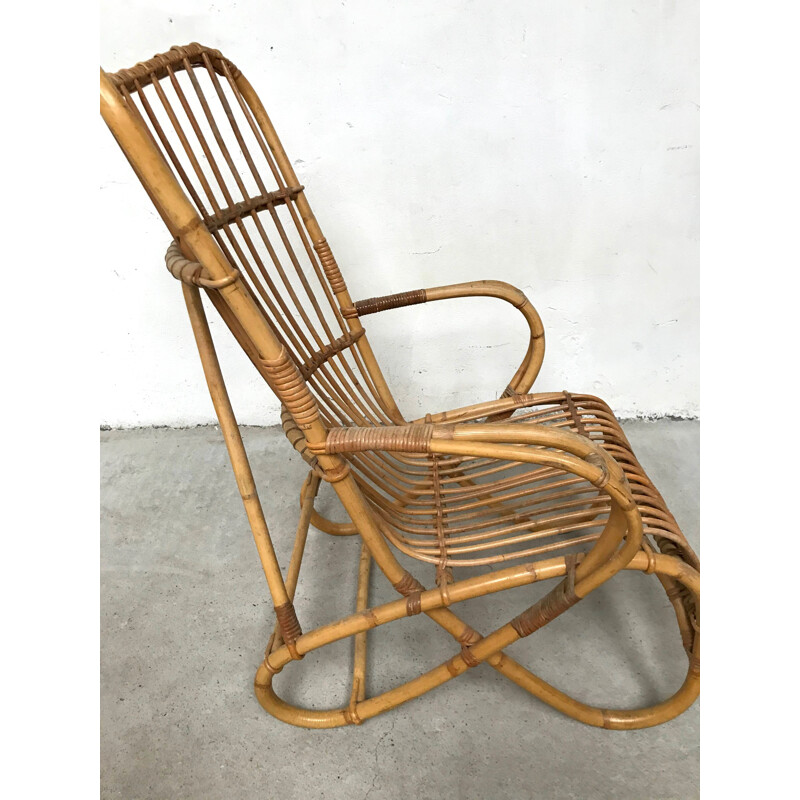 Vintage rattan and bamboo armchair 1960