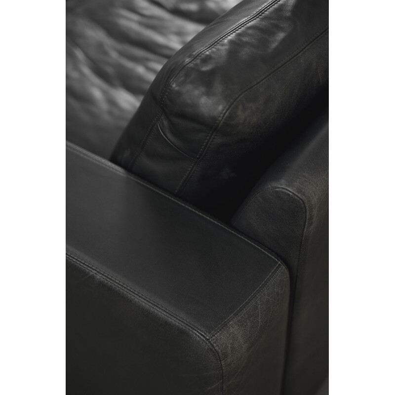 Canapé vintage Conseta en cuir noir de Friedrich Wilhelm Möller pour le COR 1964