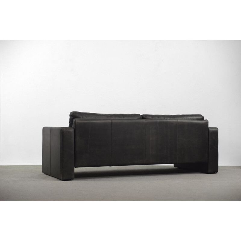 Vintage Conseta sofa in black leather by Friedrich Wilhelm Möller for the COR 1964