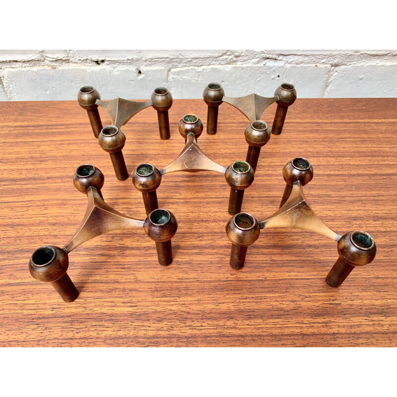 Set of 5 Nagel 1960 vintage modular candle holders