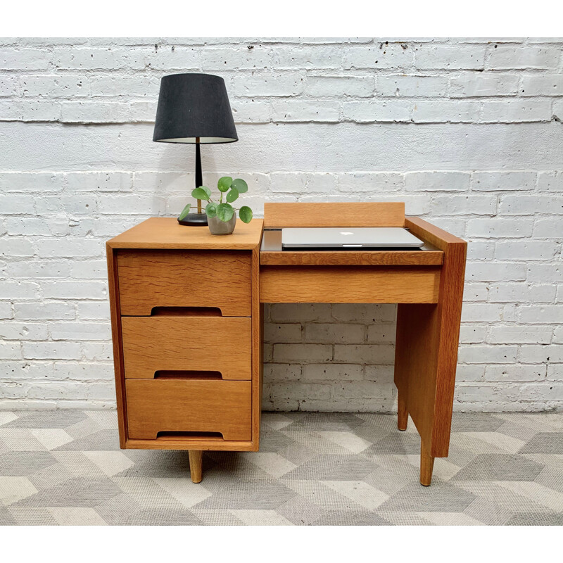 Vintage wood and brass table lamp 1950