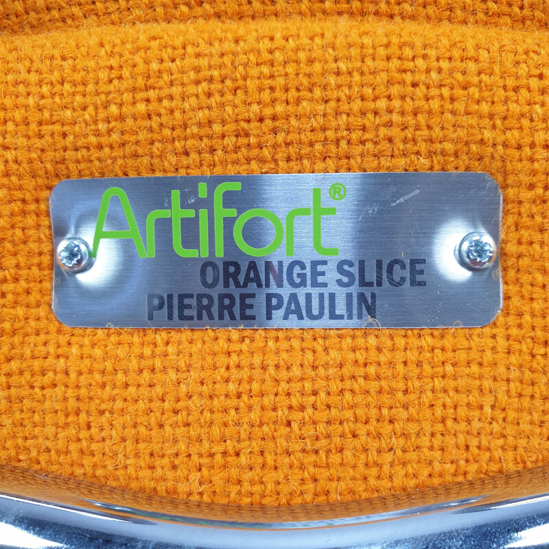 Vintage orange lounge armchair by Pierre Paulin for Artifort 1980