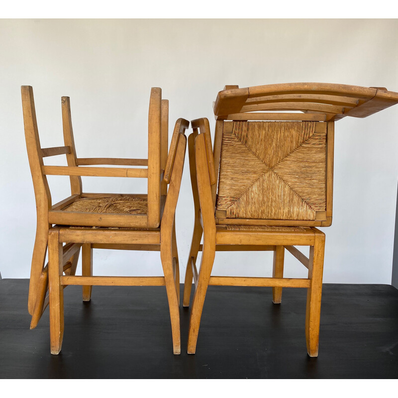 Lot de 4 chaises vintage Pierre Cruège 1950