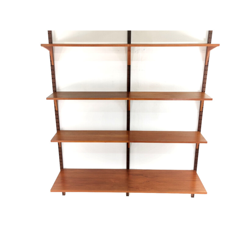 Vintage teak wall bookcase Poul Cadovius Denmark 1960