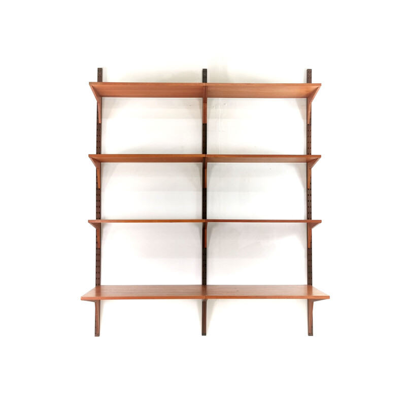 Vintage teak wall bookcase Poul Cadovius Denmark 1960