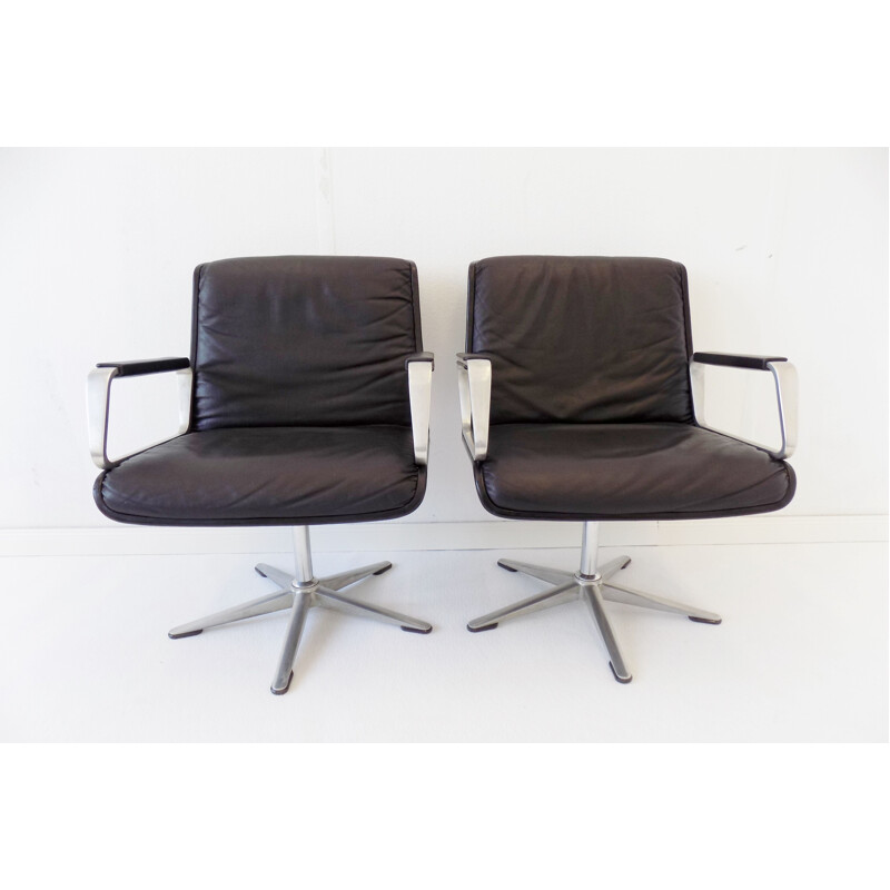 Pair of vintage Wilkhahn Delta leather chairs by Delta 2000s
