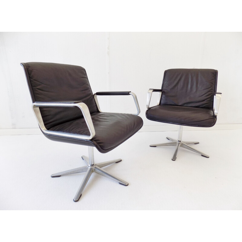 Pair of vintage Wilkhahn Delta leather chairs by Delta 2000s