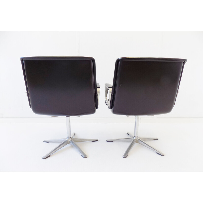 Pair of vintage Wilkhahn Delta leather chairs by Delta 2000s