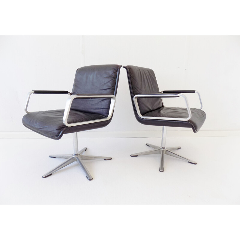 Pair of vintage Wilkhahn Delta leather chairs by Delta 2000s