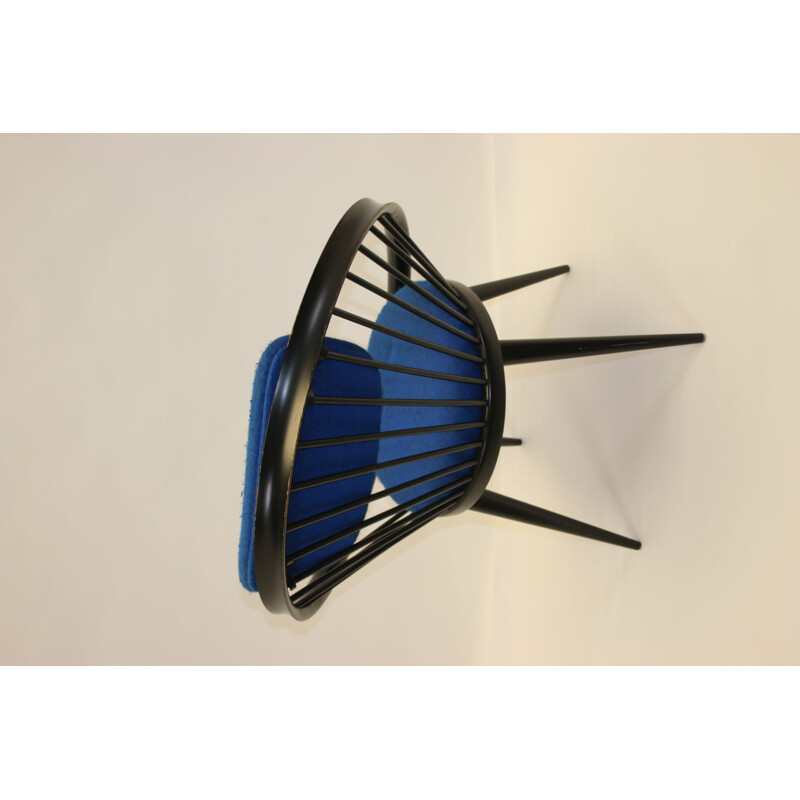 Vintage yngve ekstrom circle chair Black bleu 1960s