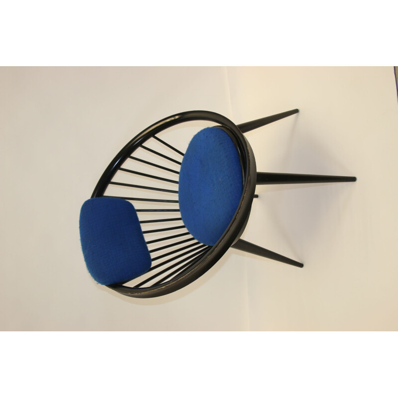 Vintage yngve ekstrom circle chair Black bleu 1960s