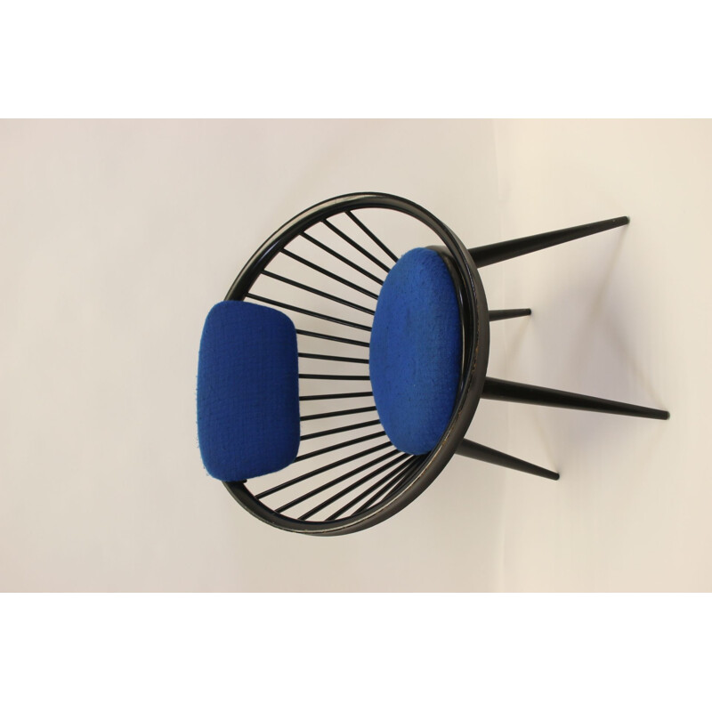 Chaise ronde vintage Yngve ekstrom Black bleu 1960