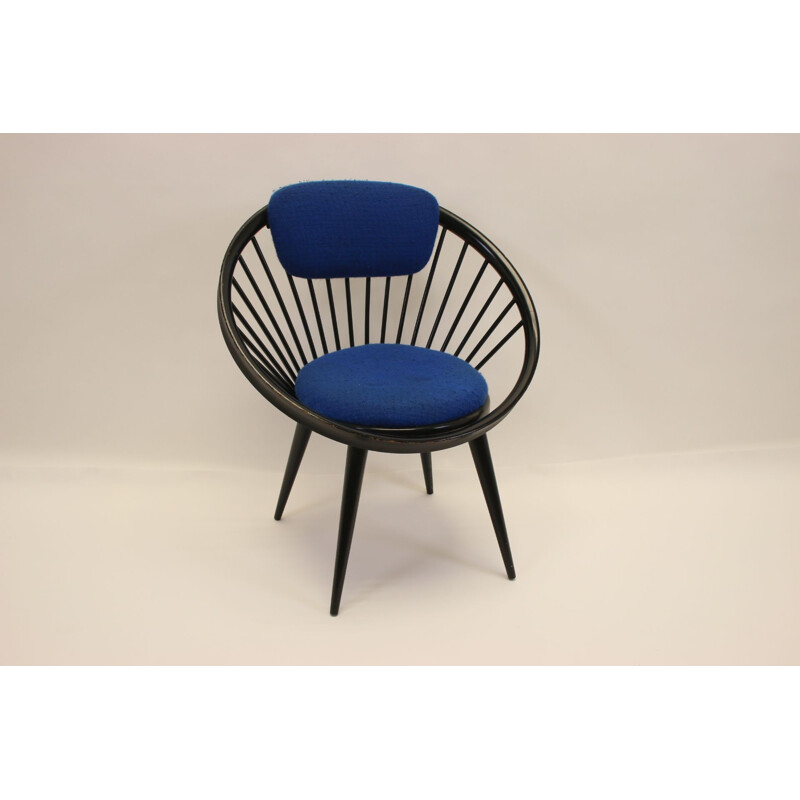 Vintage yngve ekstrom circle chair Black bleu 1960s