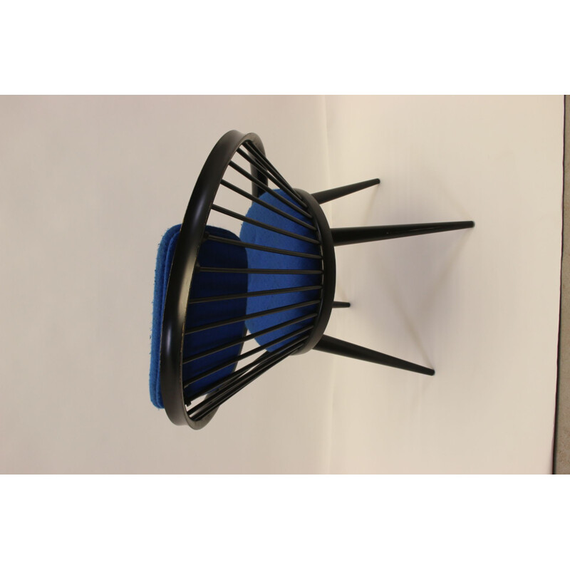 Vintage yngve ekstrom circle chair Black bleu 1960s