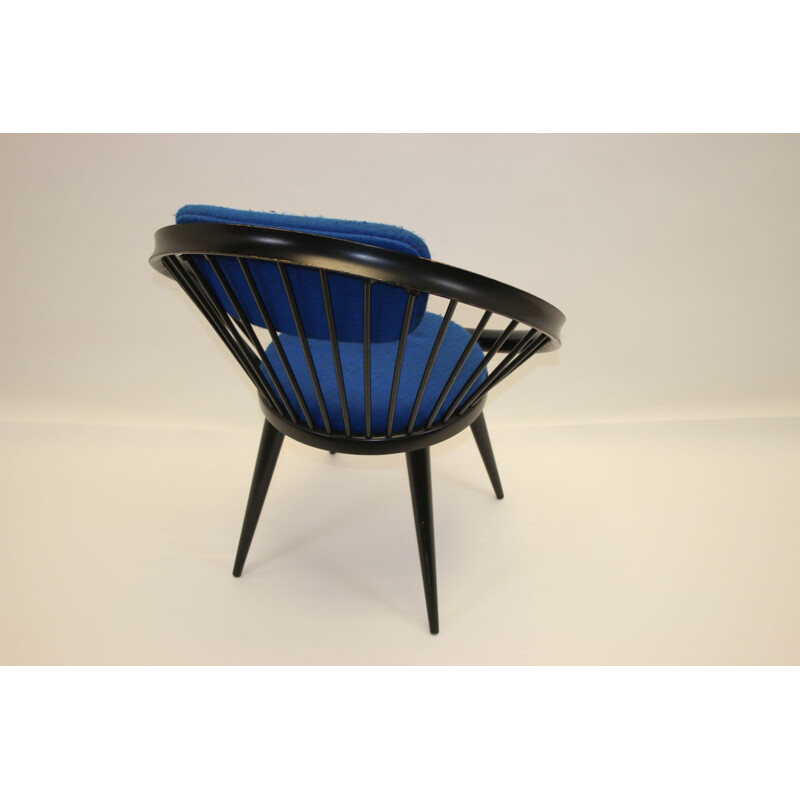 Chaise ronde vintage Yngve ekstrom Black bleu 1960
