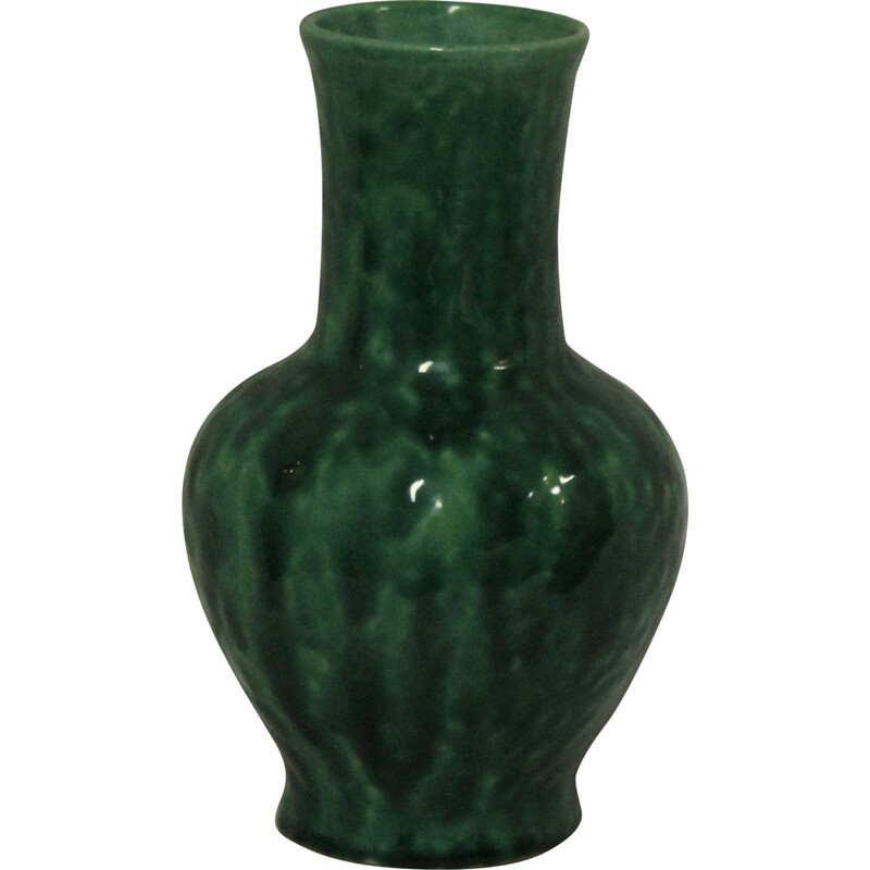 Jarrón vintage de cerámica verde de Edmond Lachenal, 1930