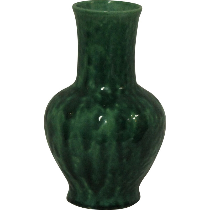 Vintage green ceramic vase by Edmond Lachenal, 1930