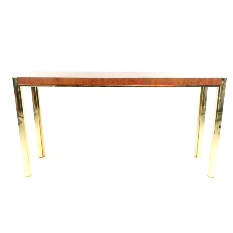 Vintage Birdseye Maple Italian Zevi Console Table 1970s