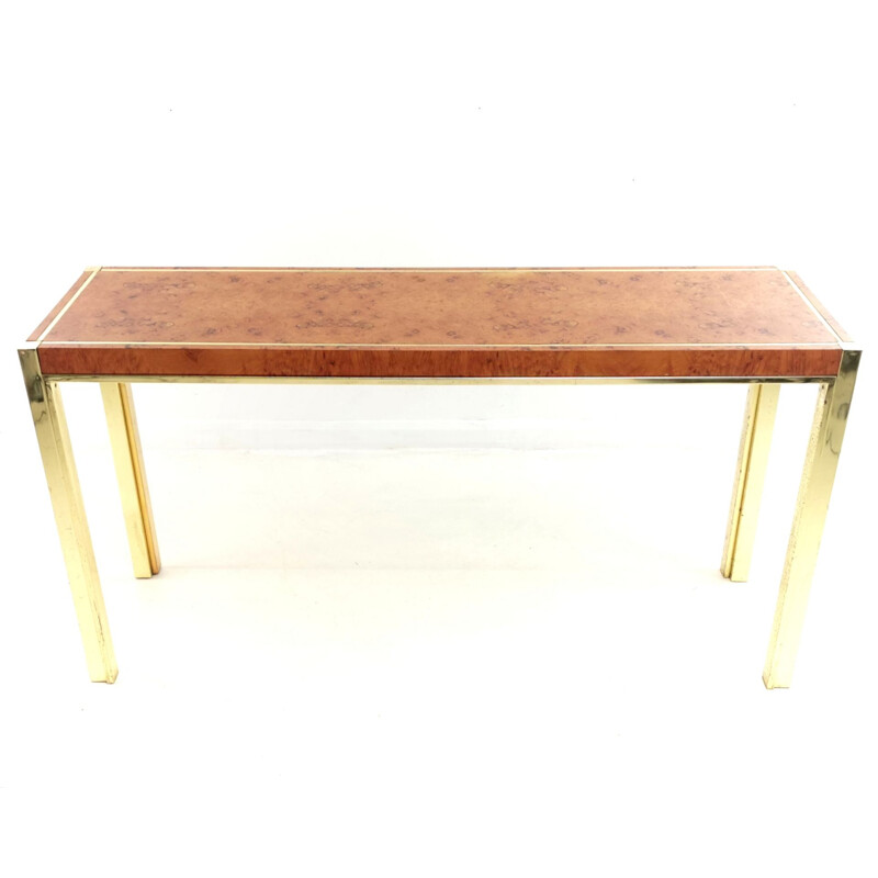 Vintage Birdseye Maple Italian Zevi Console Table 1970s