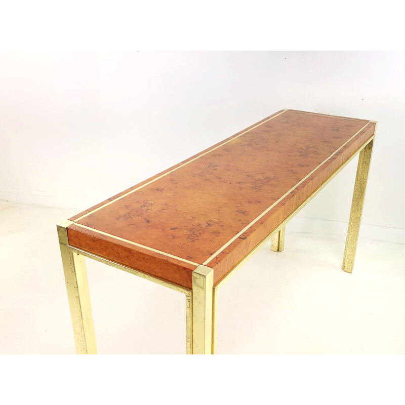 Vintage Birdseye Maple Italian Zevi Console Table 1970s