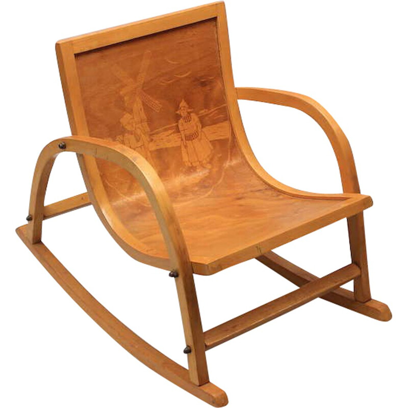 Children birch rocking chair - 1930s