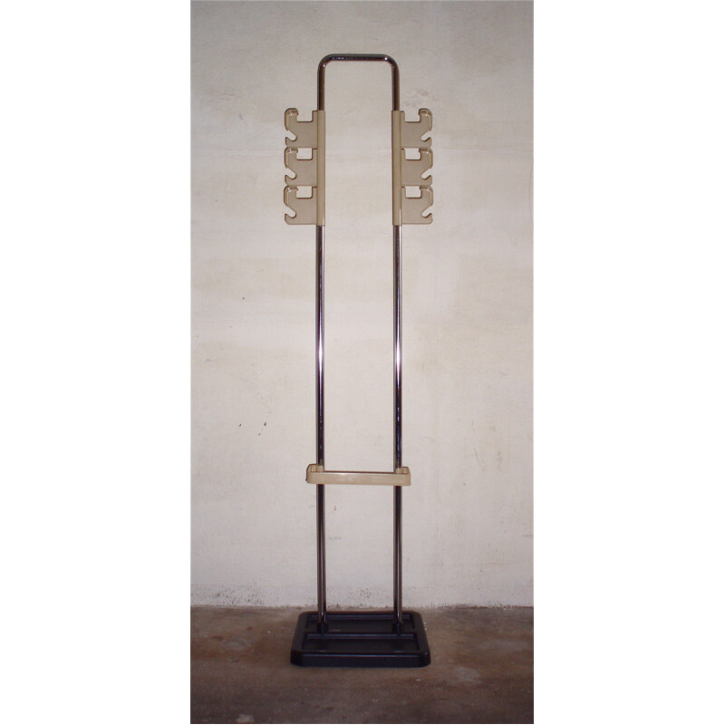 Porte manteau vintage en métal chromé et PVC, Jean Pierre VITRAC - 1970