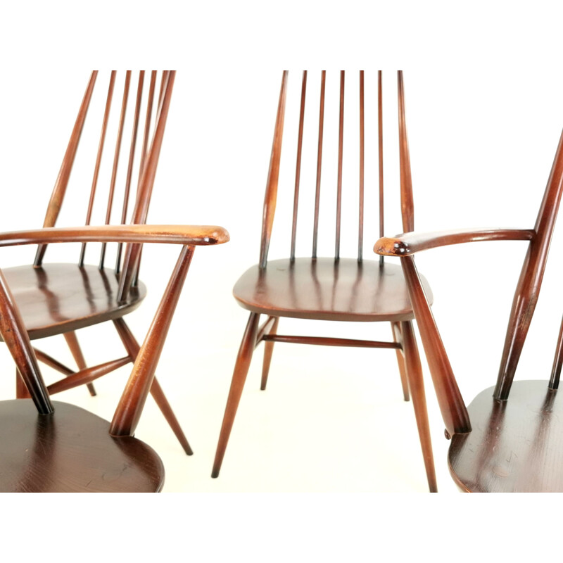 Set of 4 vintage chairs by goldsmith Ercol Elm & Beech 1960