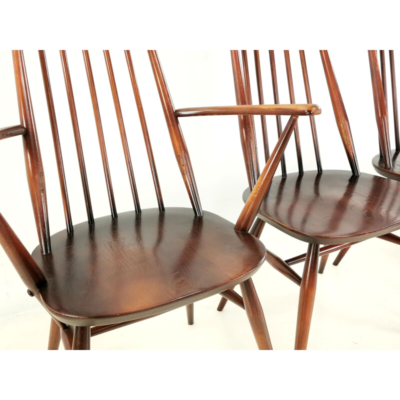 Set of 4 vintage chairs by goldsmith Ercol Elm & Beech 1960