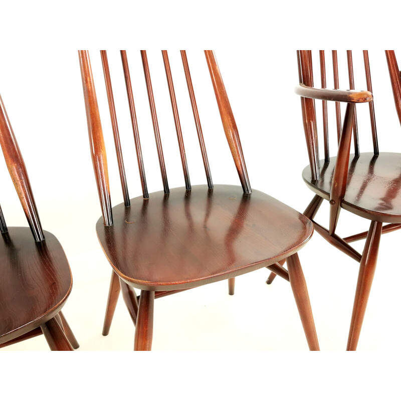 Set of 4 vintage chairs by goldsmith Ercol Elm & Beech 1960