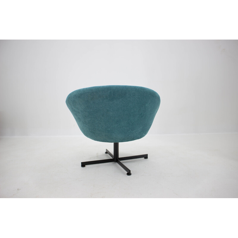 Vintage blue swivel armchair, Czechoslovakia 1970