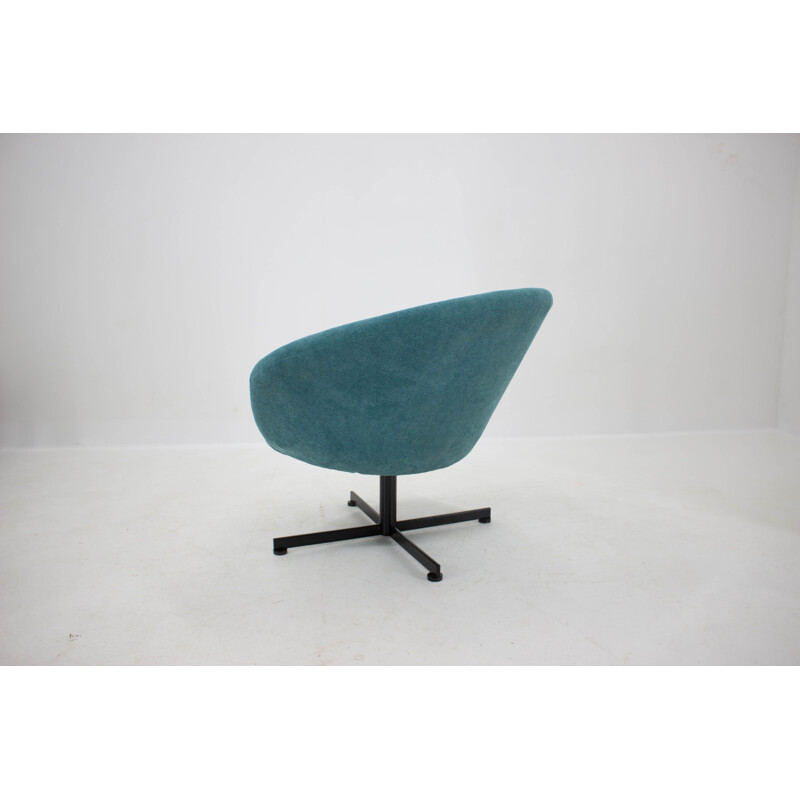 Vintage blue swivel armchair, Czechoslovakia 1970