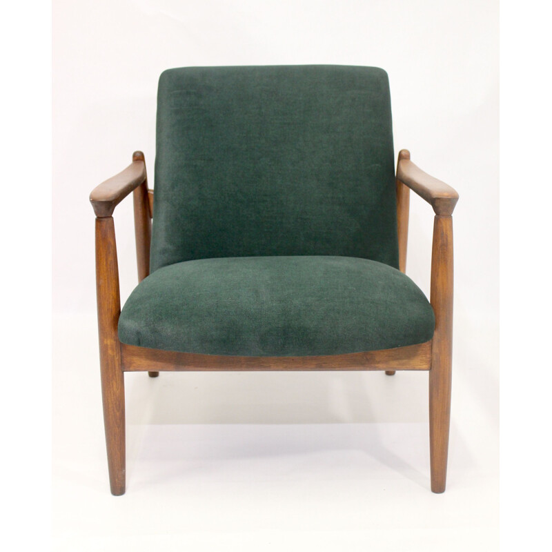 Vintage green velvet armchair by Edmund Homa 1960