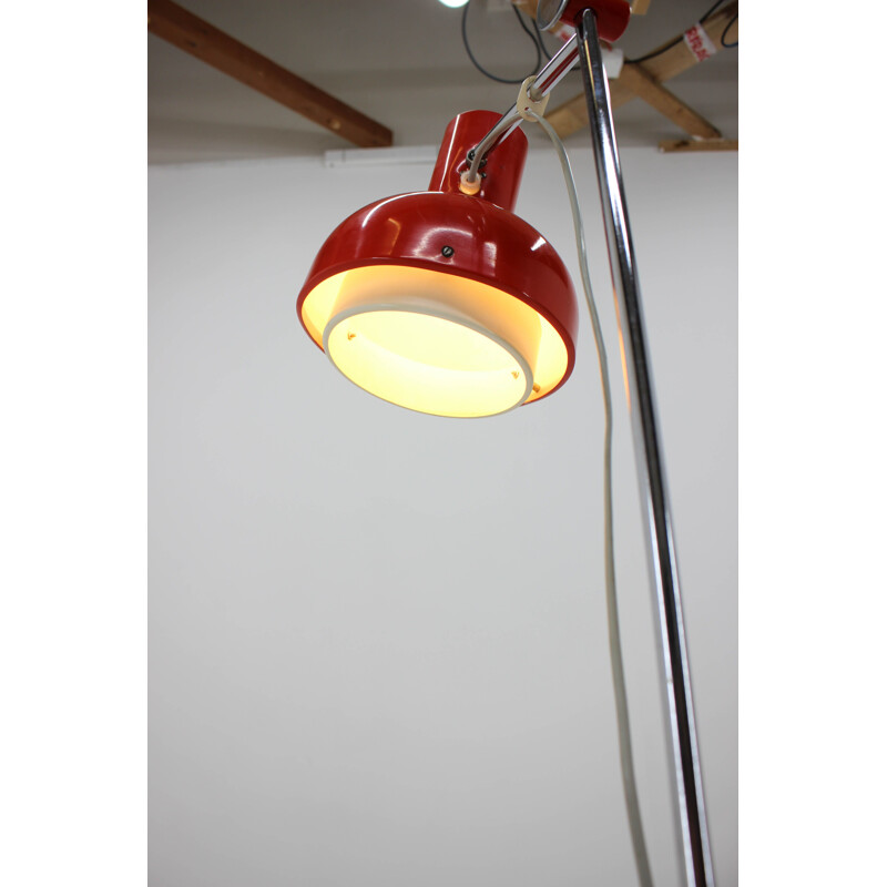 Vintage red Napako floor lamp by Josef Hurka 1960