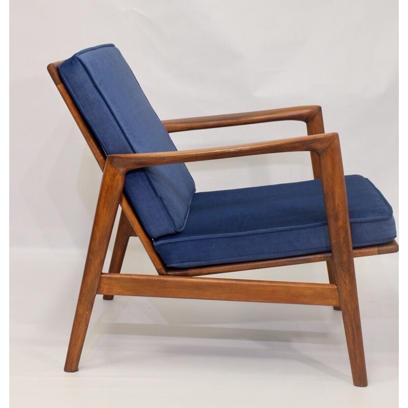 Vintage blue armchair by Stefan from Swarzędzkie 1960