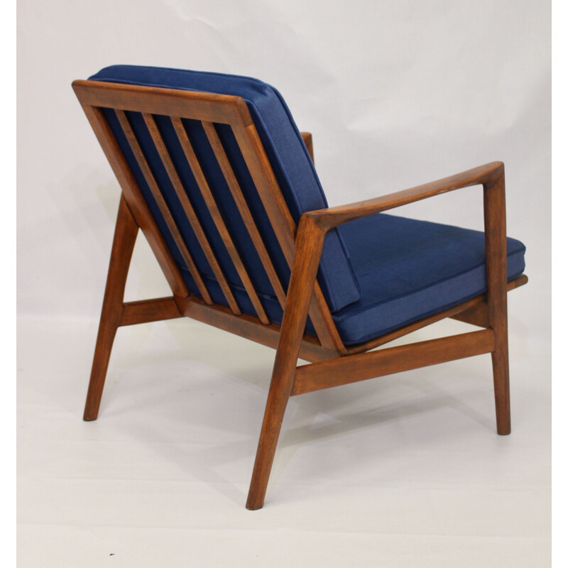 Vintage blue armchair by Stefan from Swarzędzkie 1960