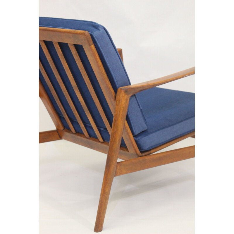 Vintage blue armchair by Stefan from Swarzędzkie 1960