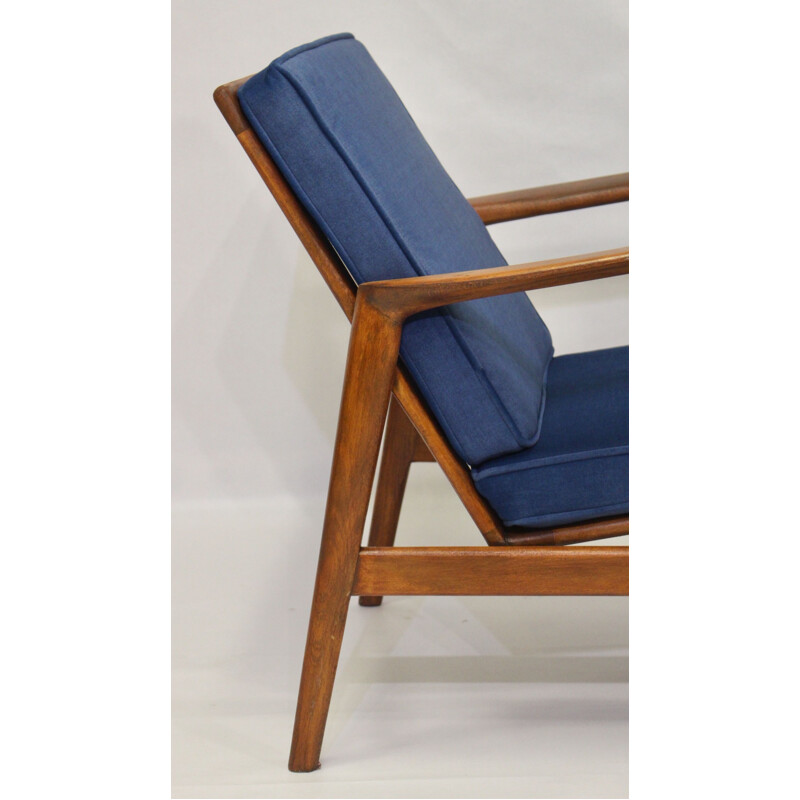 Vintage blue armchair by Stefan from Swarzędzkie 1960