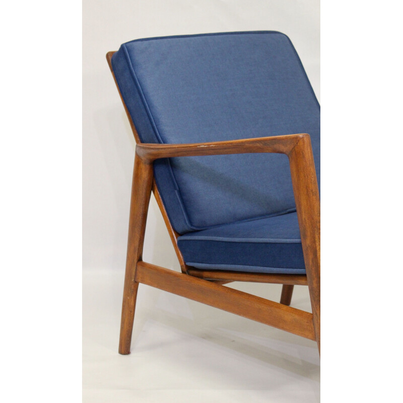 Vintage blue armchair by Stefan from Swarzędzkie 1960
