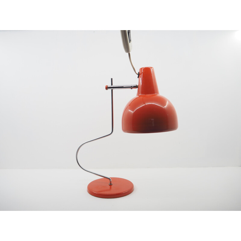 Vintage red table lamp, Czechoslovakia