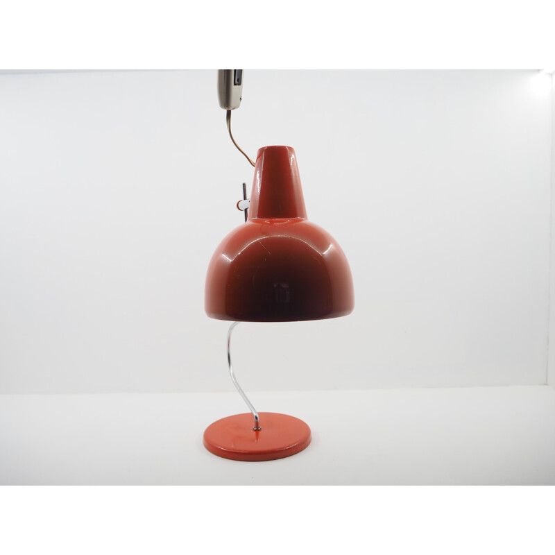Vintage red table lamp, Czechoslovakia