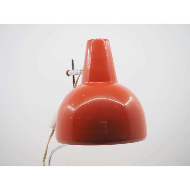 Lámpara de mesa roja vintage, Checoslovaquia