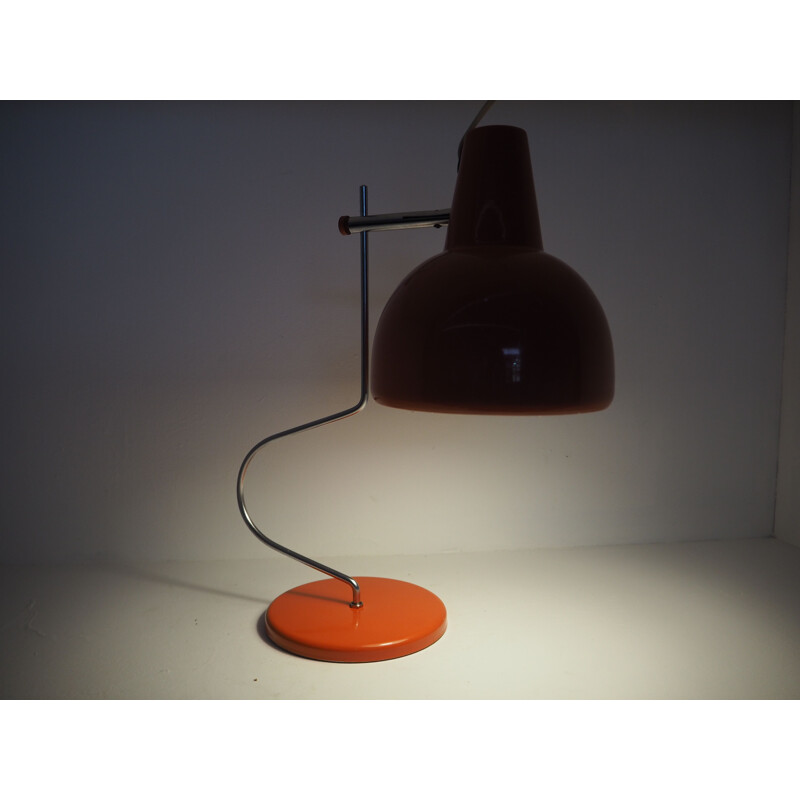 Vintage red table lamp, Czechoslovakia