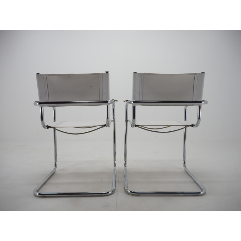 Pair of vintage chrome leather armchairs